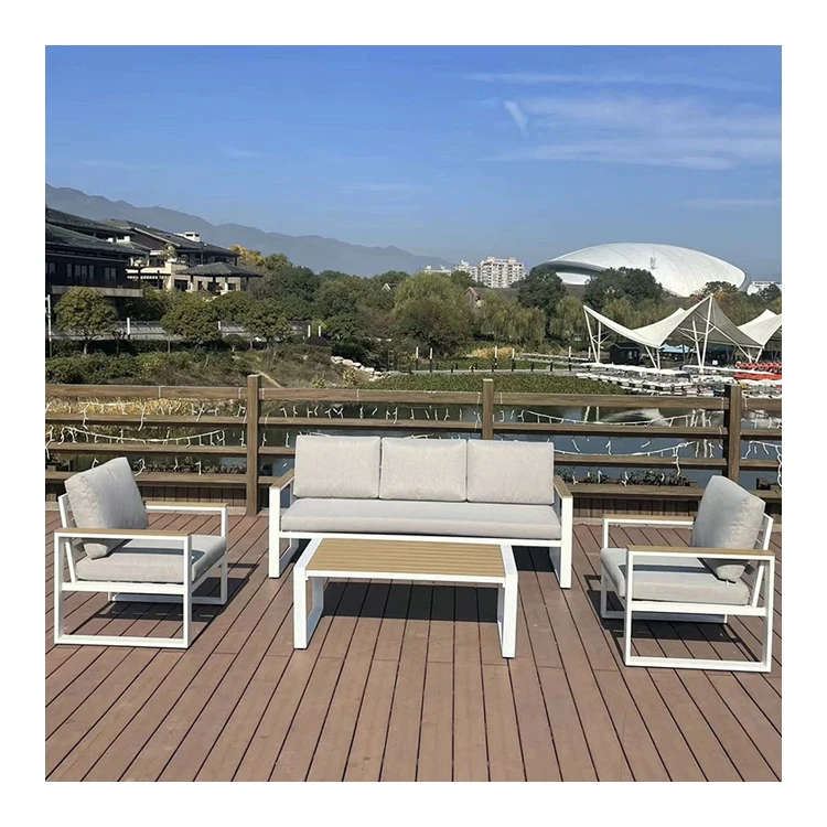 Luxury Modern White Aluminium Garden Furniture Outdoor Sofa Set Modern High Quality Metal Garden Sofa