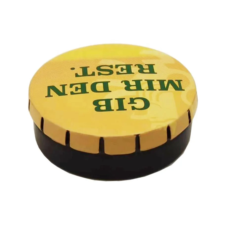Round shaped mini metal click clack mint tin box can jar packaging for flavored candy metal tin box