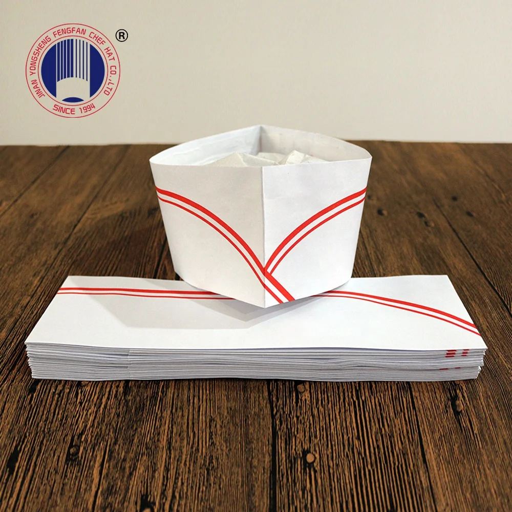 Paper cap red strip paper forage cap disposable kitchen chef hat