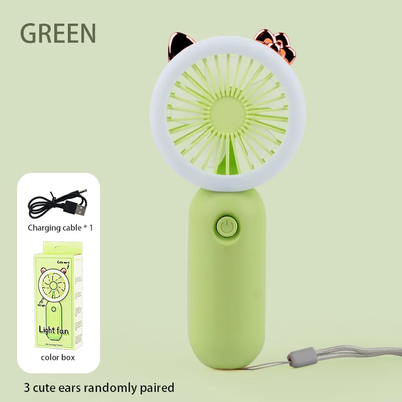 USB Rechargeable Mini Portable Fan with Night Light Three Speed Adjust Ventilador Portatil LED for Car and Outdoor Use