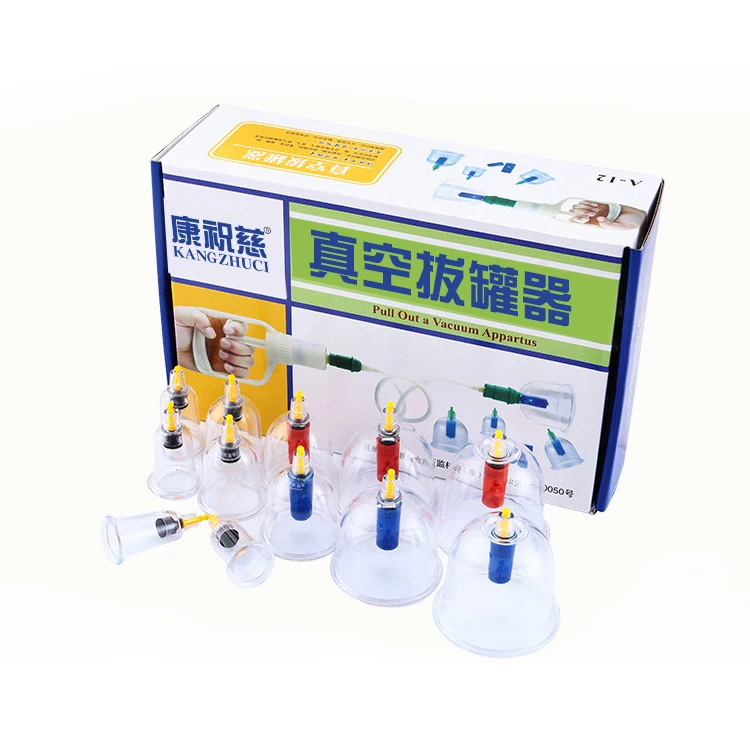 12-Cup Chinese Medical Myofascial Cupping Set with Different Sizes featuring Suction Technology