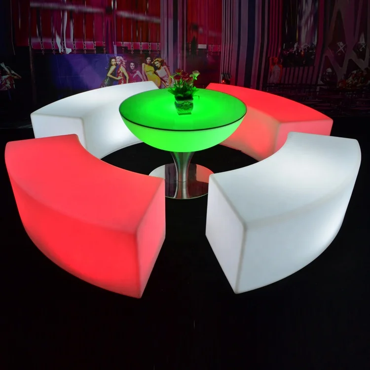 Led glowing bench event wedding sofa plastic garden furniture bench led chair