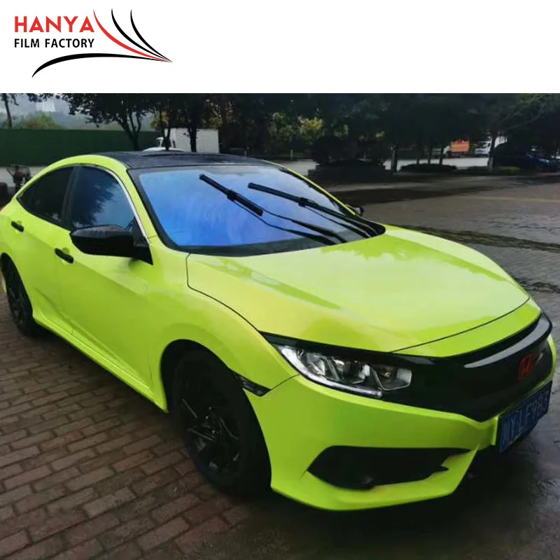 High Quality 1.52*18m Size With Bubble Free Film Magic Gold Lemon Green  Car Wrap Vinyl