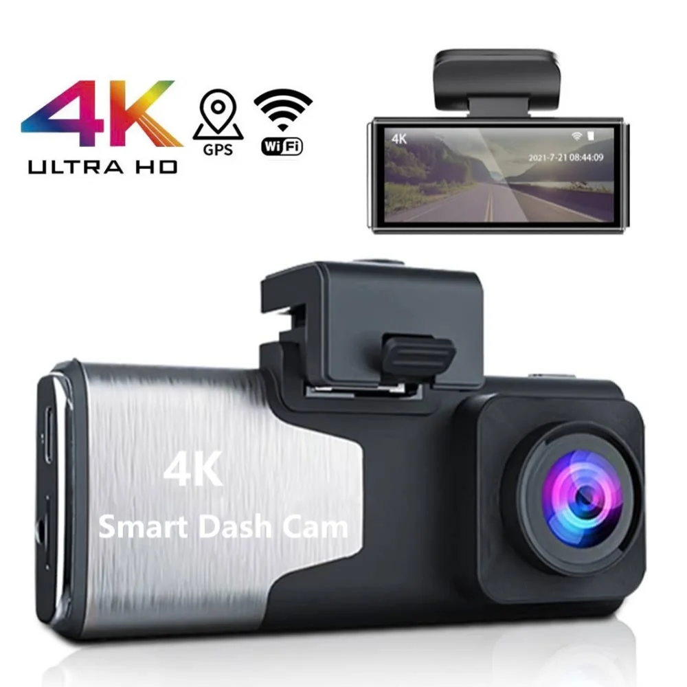 4 Inch Car DVR 4K Mini dual camera dash cam Wifi GPS FHD 3840*2160P car dash camera  Recorder front and rear with app