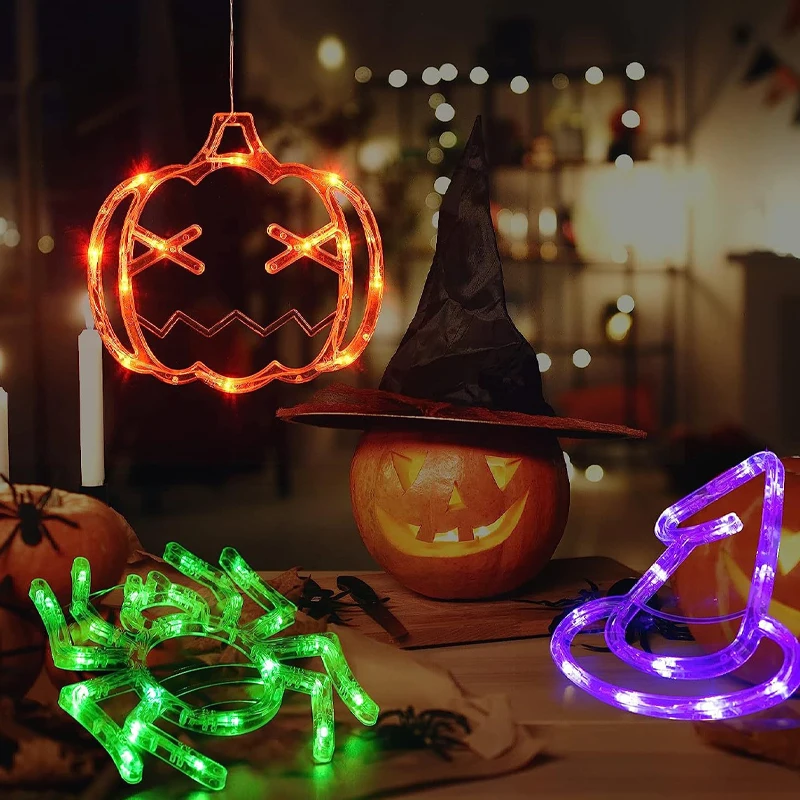 New Design Flashing Chandelier Pending Sucker Window Light Halloween Party Decoration Hanging Lights Festive Ambient Light