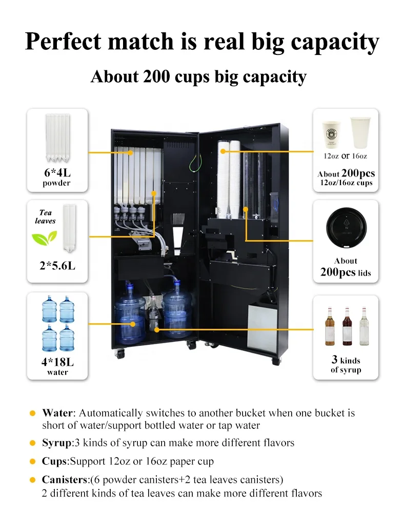 New Arrival Street Bubble Tea Vending Machine Fully Automatic Made in China