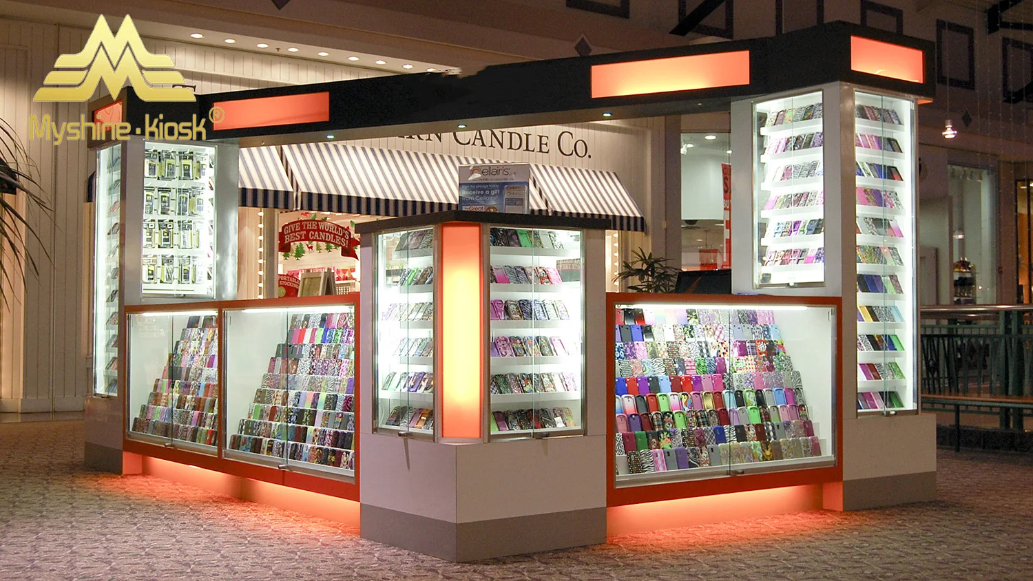 Myshine phone shop cell phone showcase display counter cellphone kiosk new type mobile phone repair kiosk