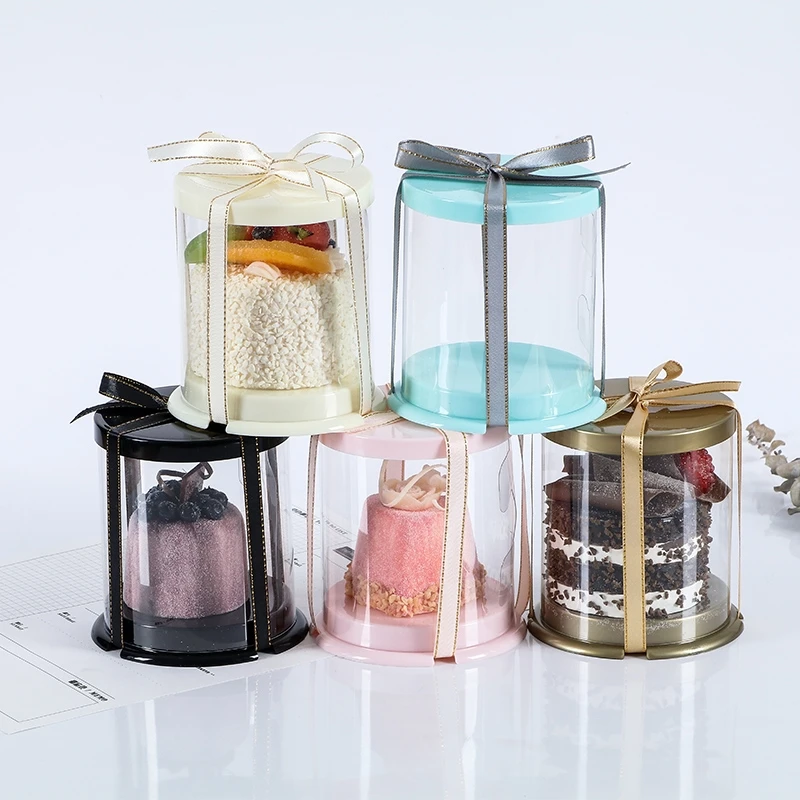 Самый популярный мини прозрачная PET защитная плёнка для круглая ПВХ коробки для тортов и пирожных 3 дюймов Круглая Подарочная коробки для тортов и пирожных прямые поставки от производителя