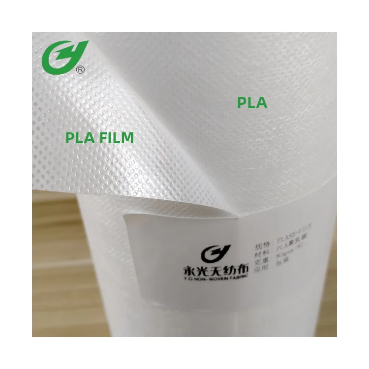 100% Polylactic Acid Nonwoven Coating Fabric PLA Base Fabric Laminated PLA Plastic Film Corn Fiber Material Biodegradable