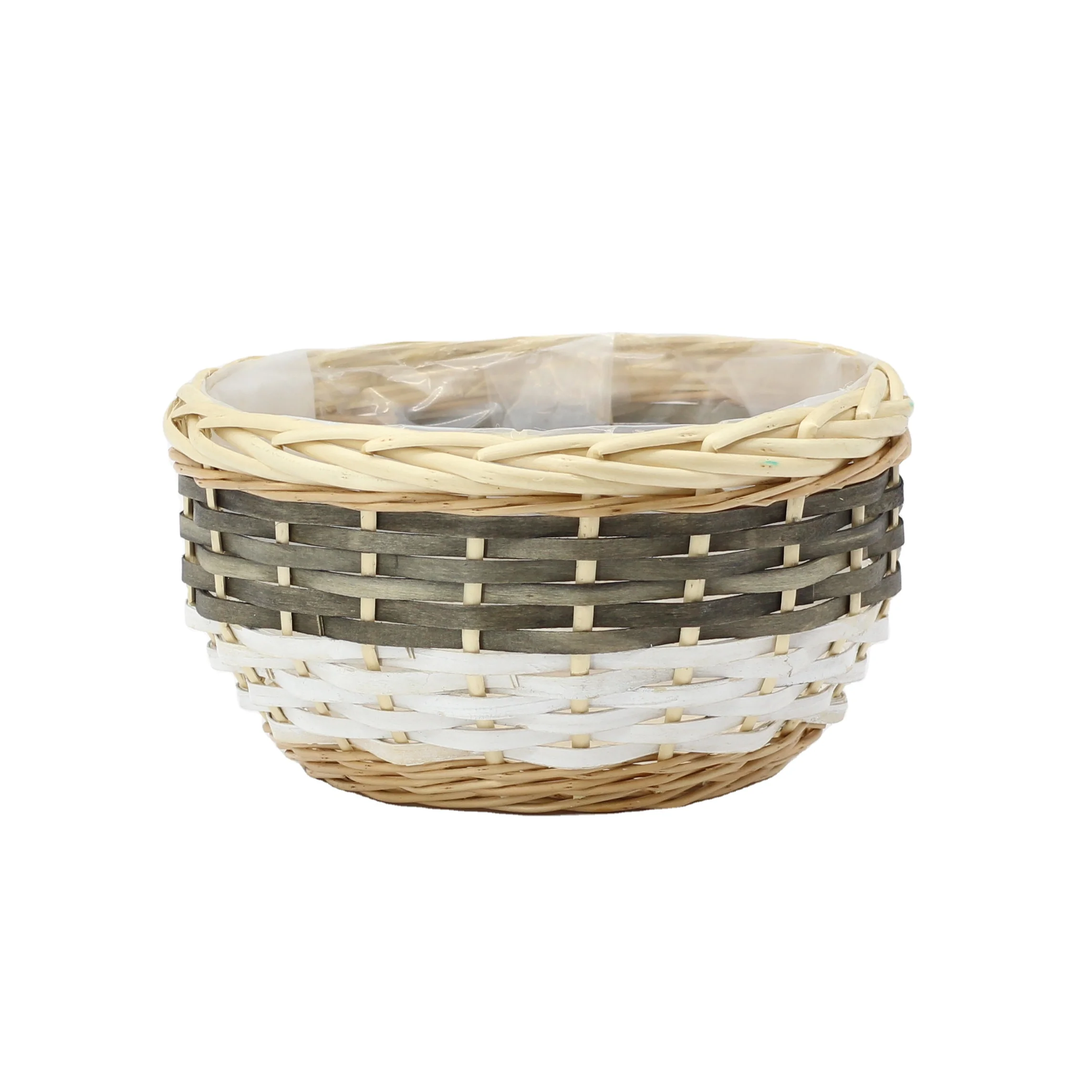 Factory direct sales outdoor picnic flower grass food storage round wicker basket for flowers