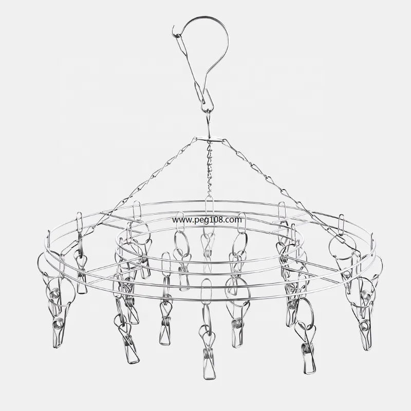 Round Stainless Steel Clothes sock Hanger and Drying Rack Clips Clothes Hanger Socks Shorts Underwear Drying Hanger