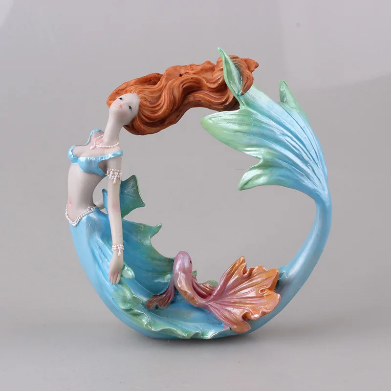 quyingqiu Mediterranean resin home Aquarium fish tank landscape decoration 15cm mermaid