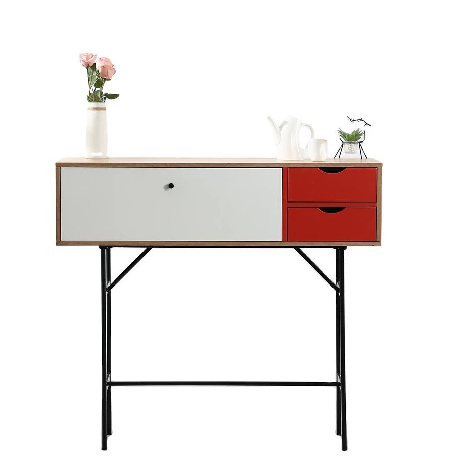 Custom Luxury Design Drawers Storage Home Furniture Table Wooden Top Console Tables with Metal Legs