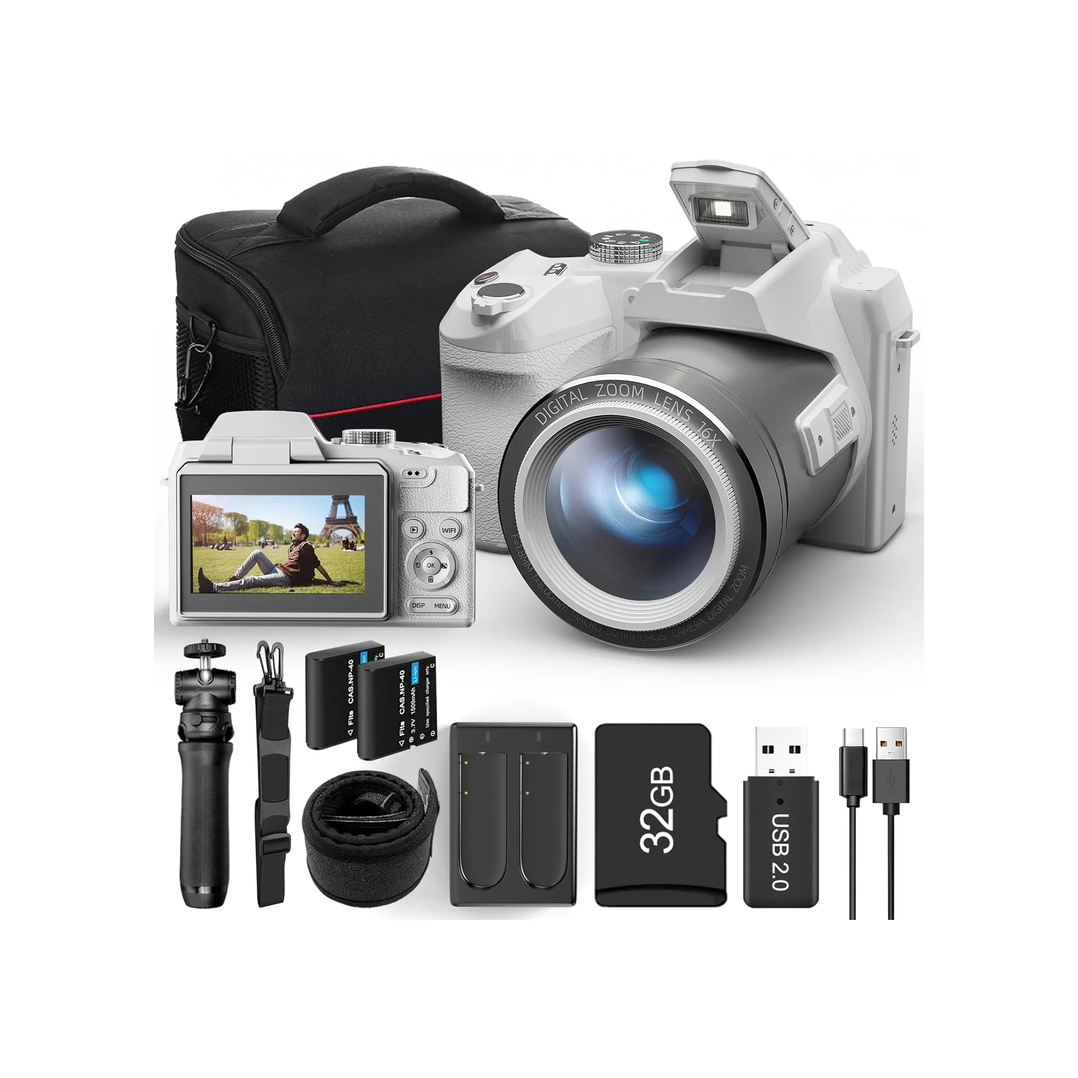 NBD White Kids mirrorless 64MP Autofocus learner video professional Photo Camcorders Adults Digital Cameras for Photography