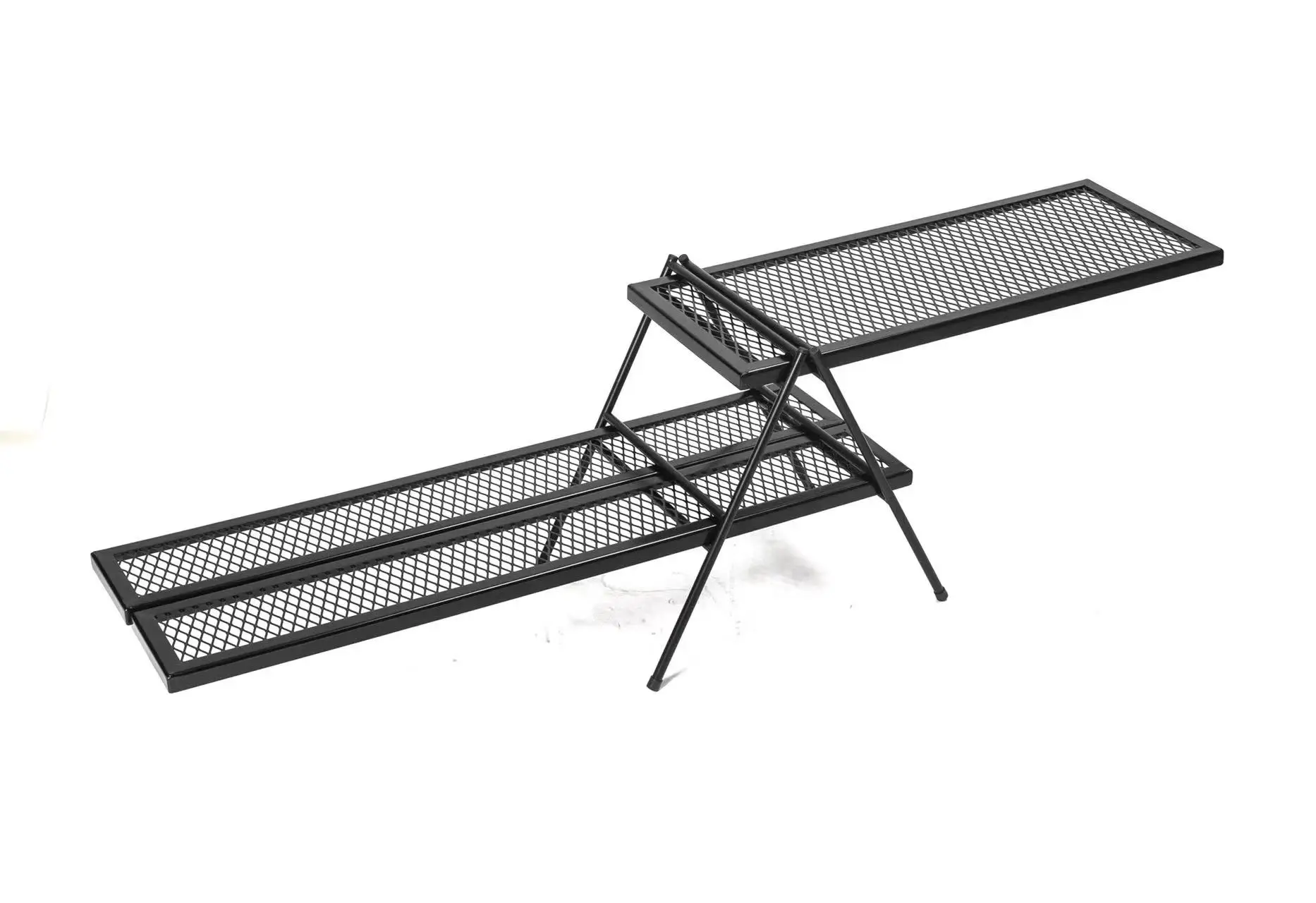 New arrival folding campfire grill heavy duty steel grate, portable over fire camp grill for outdoor open flame cooking