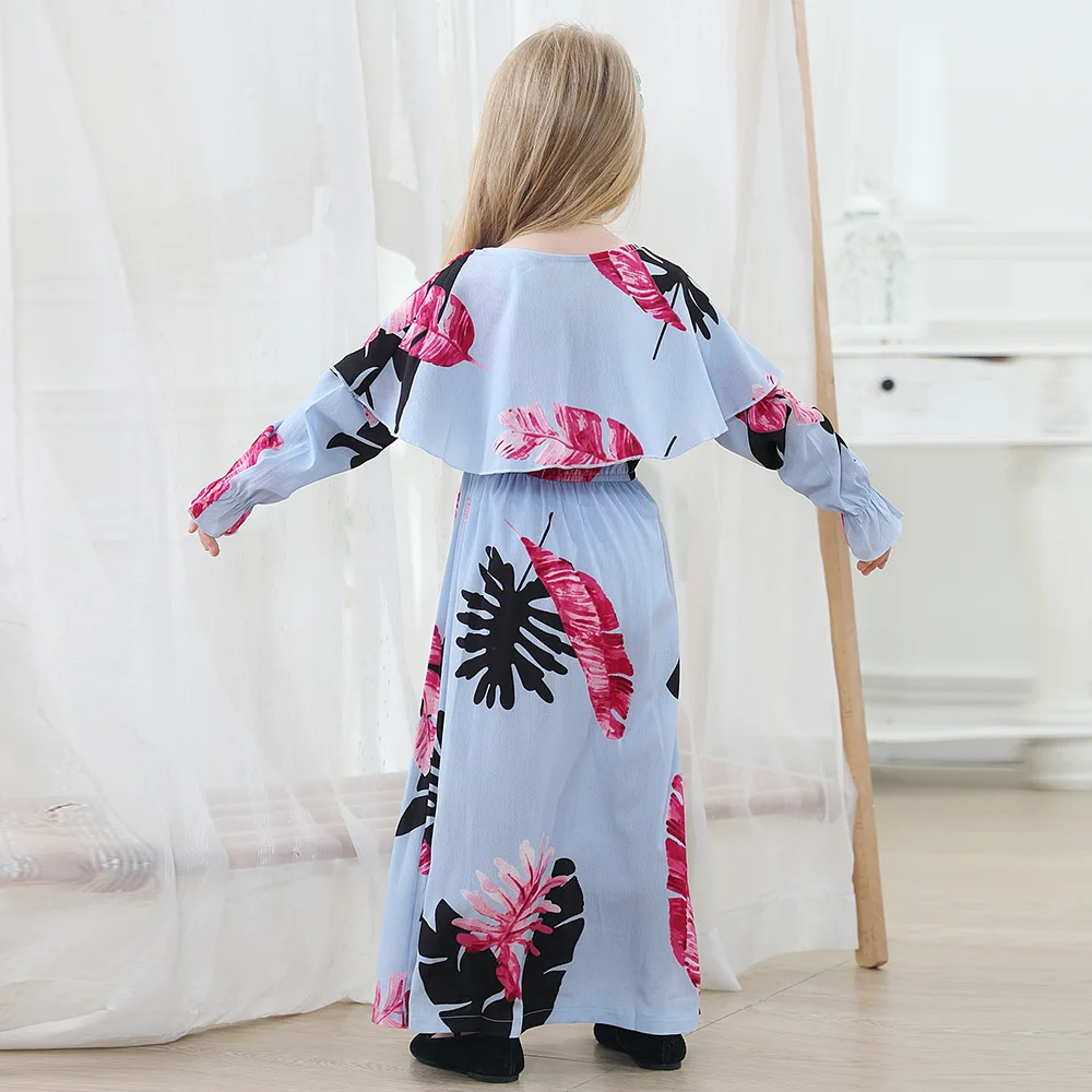 2021 Latest  Busana Muslim  Robe Abaya Dubai Satin Dress Islamic Clothing Kids Abayas Girls Muslim Children