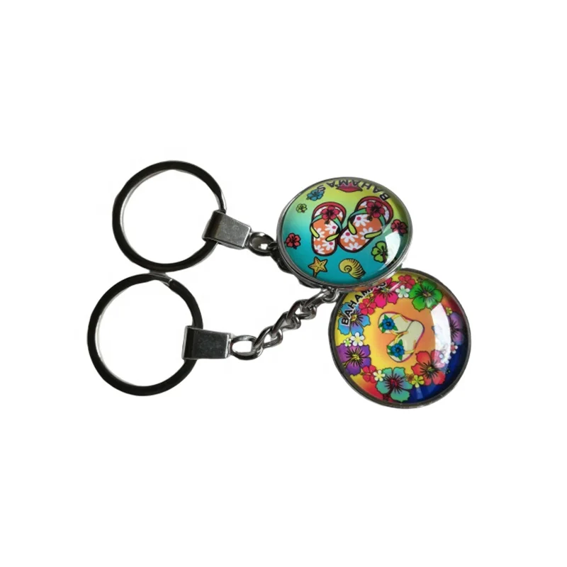 New products wholesale factory custom best quality crystal round double side glass keychain