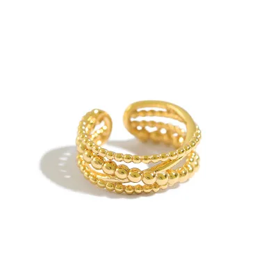 
Adjustable Statement Ball Ring 925 Sterling Silver Open Thick Ring 