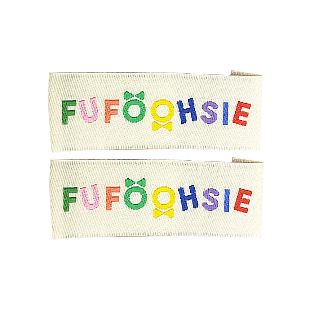 Fashion Design Brand Label For Garment End Fold Cotton Collar Printed Brand Label Woven Tags