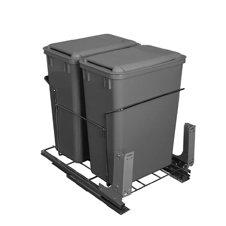 Factory Kitchen Cabinet Classification Organizer Built In Rectangular Waste Bin Pull Out Waste Bin Storage Basket