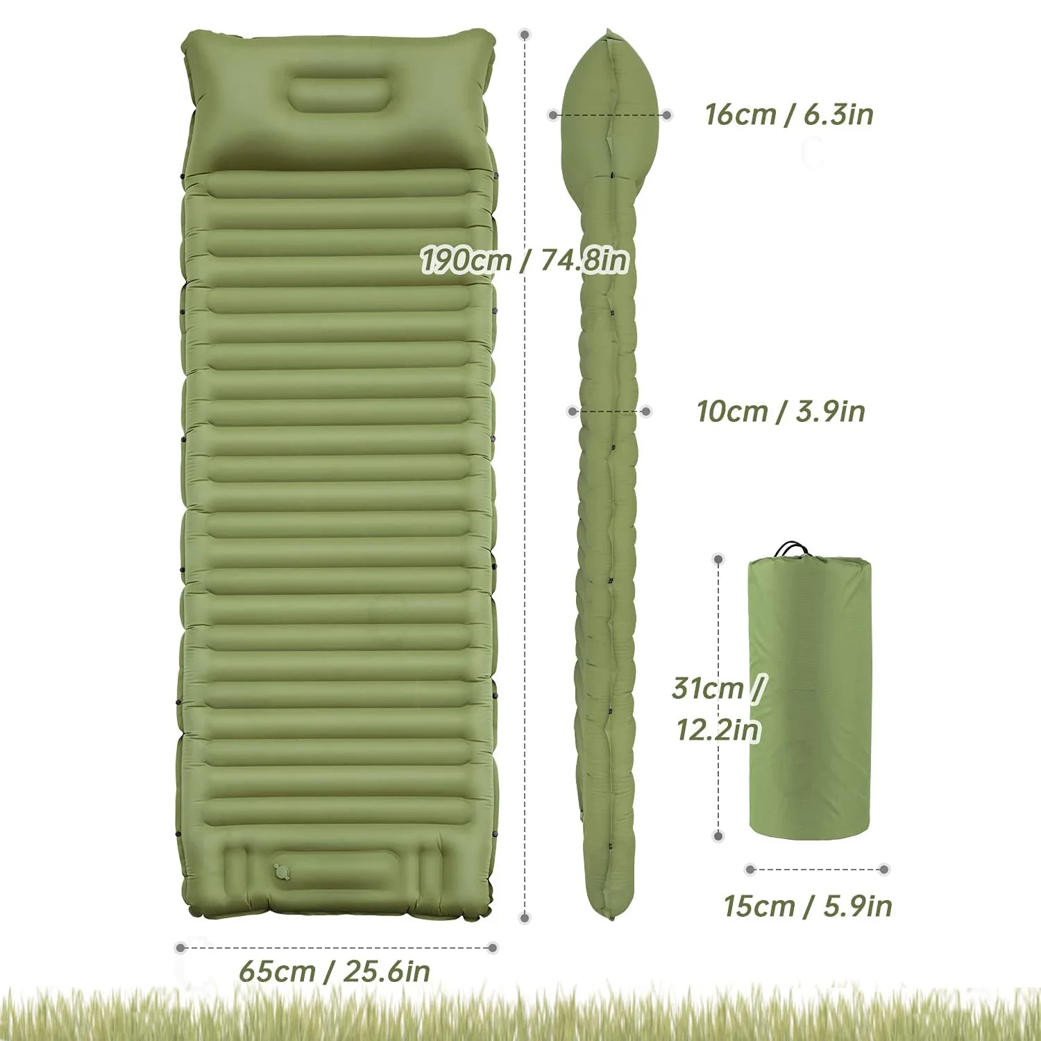 Outdoor Folding Self Inflate Mattress Camping Air Bed 40D Nylon Ultralight Inflatable Sleeping Pad Hiking Lightweight TPU 300pcs