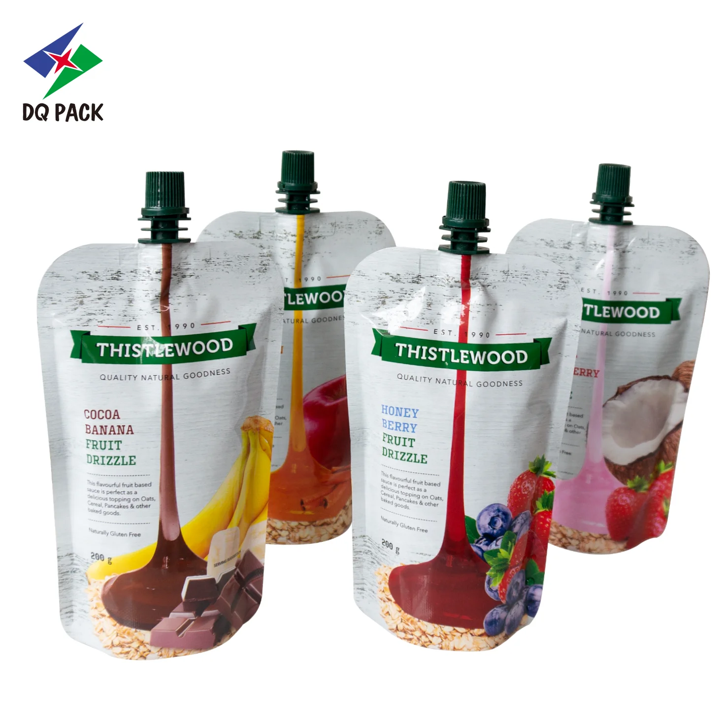 DQ PACK Custom Reusable 200g  Juice Drink  Food Packaging Squeeze Bag Spout Pouch
