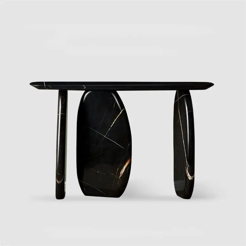 Marble console table against the wall hallway entryway bar entrance table modern light luxury living room design