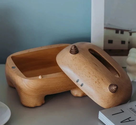 W482 Handcrafted monster walnut beech wooden tissue box