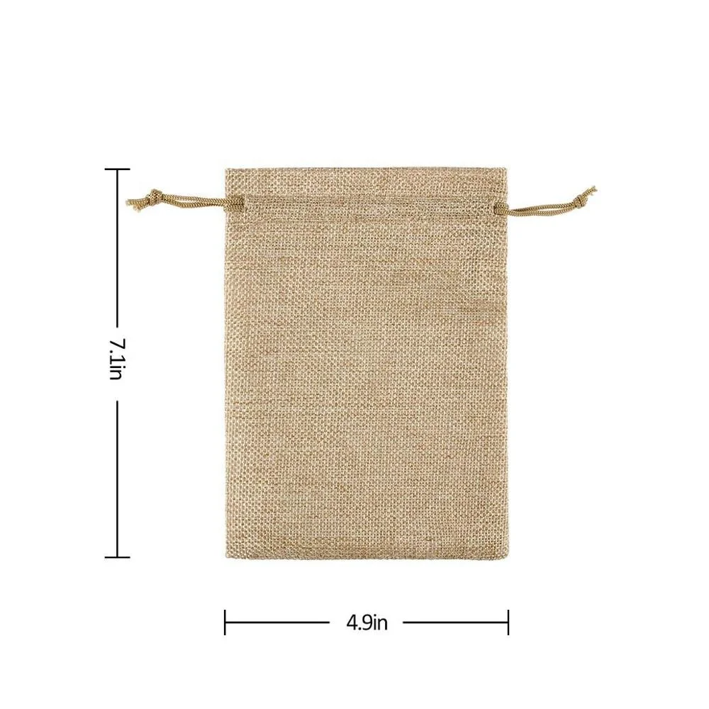 Wholesale portable reusable eco friendly small hemp jute drawstring bag