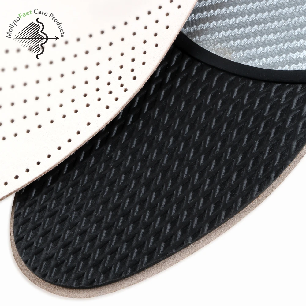 Factory Wholesale Breathable Cushioning Pressure Genuine Leather Cowhide orthotic Support Insoles