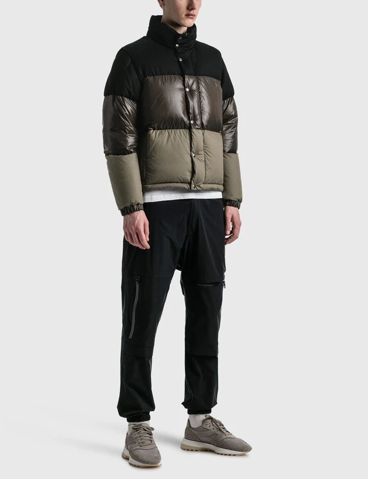 2022 Wholesale patchwork men down padded parka puffer jackets army green custom detachable sleeve winter bubble coats