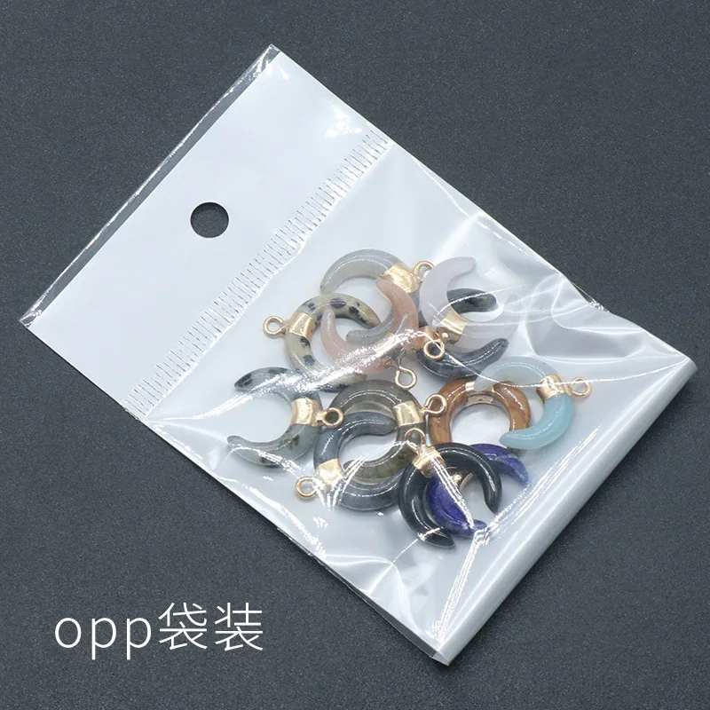 Trend Wholesale Sliver Moon Natural Stone Crystal Agate Crescent Pendant for Necklace Jewelry Making