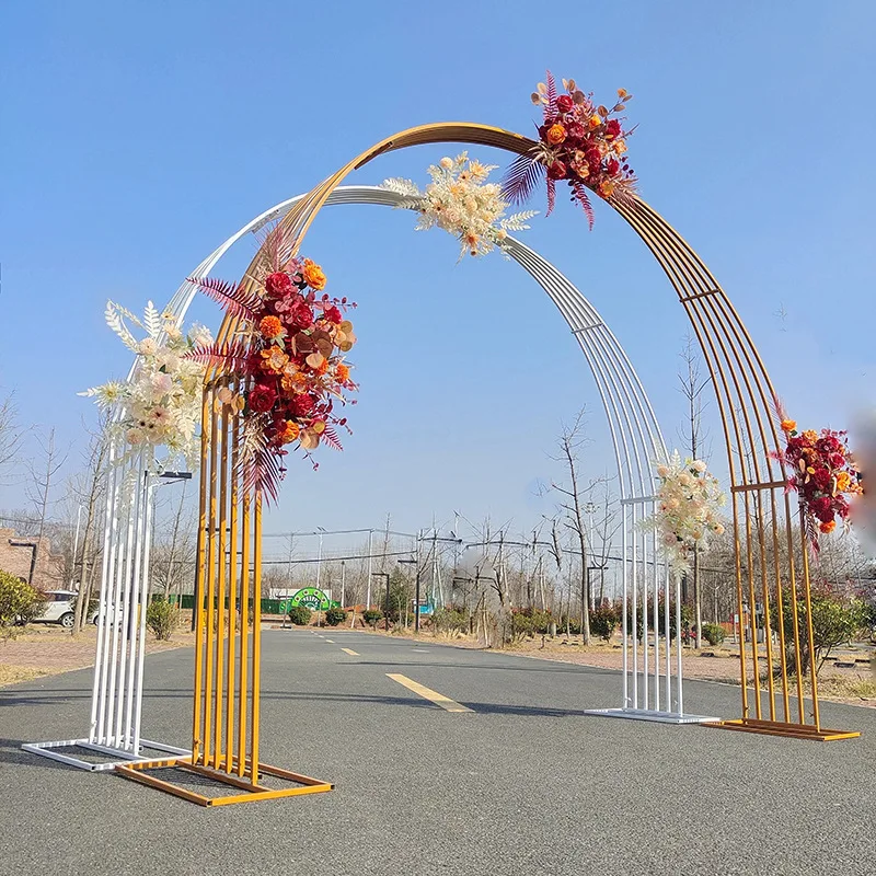 Nicro Iron Round Shelf Geometry Arch Event Party Backdrop Gold Outdoor Wedding Metal Stage Photo Background Wedding Arch