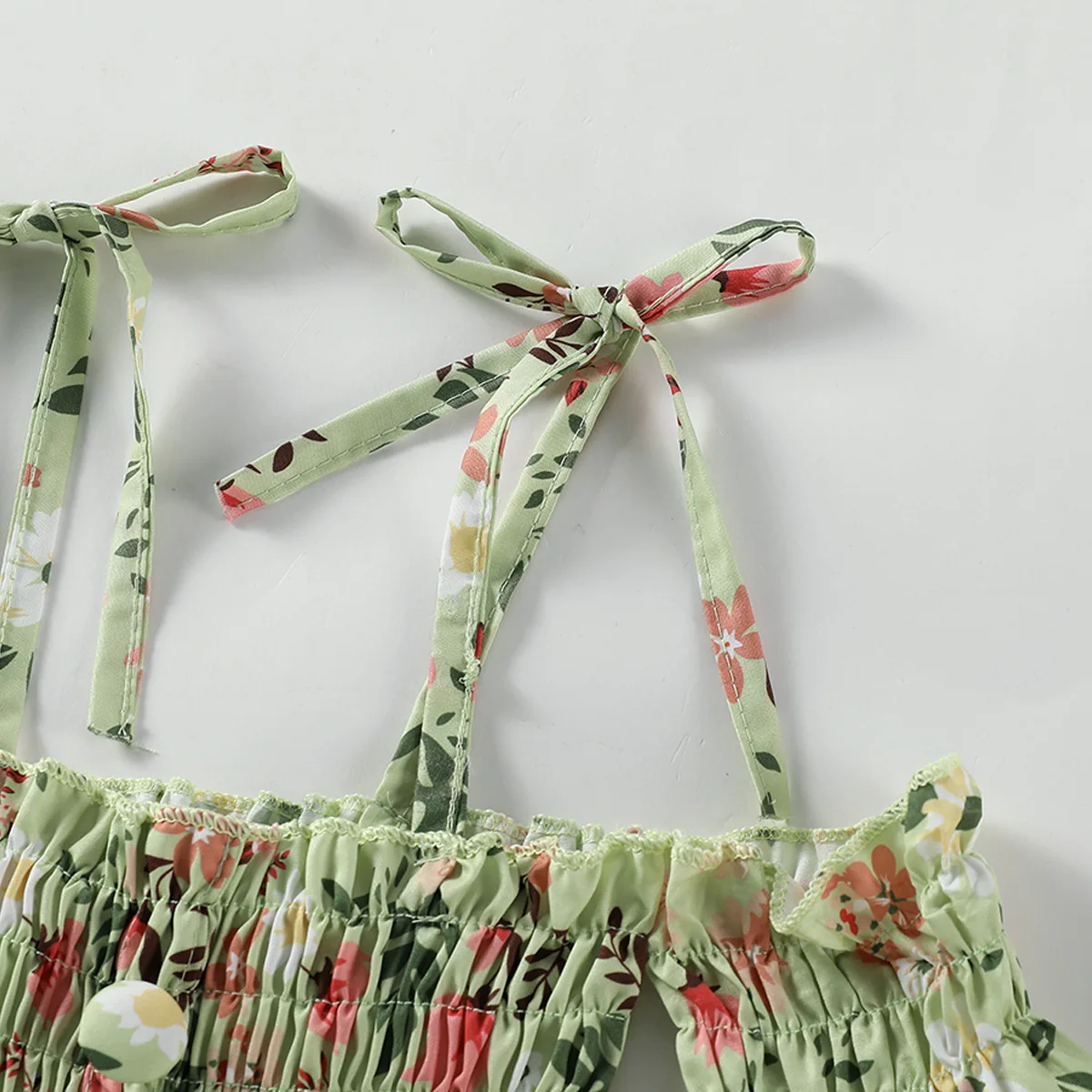 2022 Casual Kids Girls Clothes Sets Off Shoulder Floral Printed Short Sleeve T Shirts High Waist Solid Shorts 2PCS Children Wear