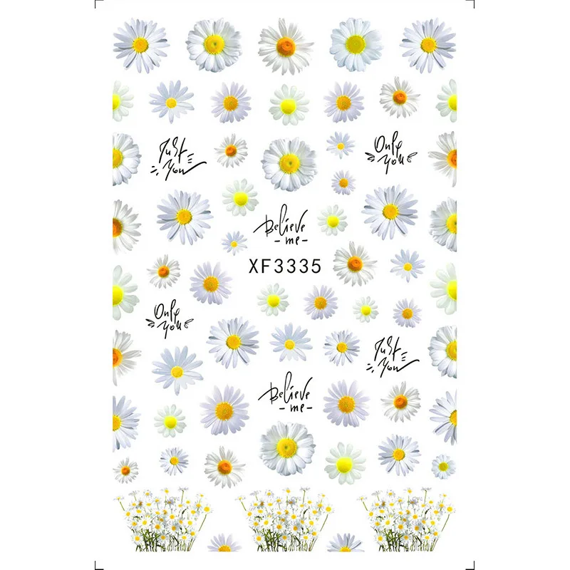 2022 Hot Sale Different Colorful Daisy Nail Art Sticker Decoration Spring Flower Nail Decal Stickers Decorative Nails