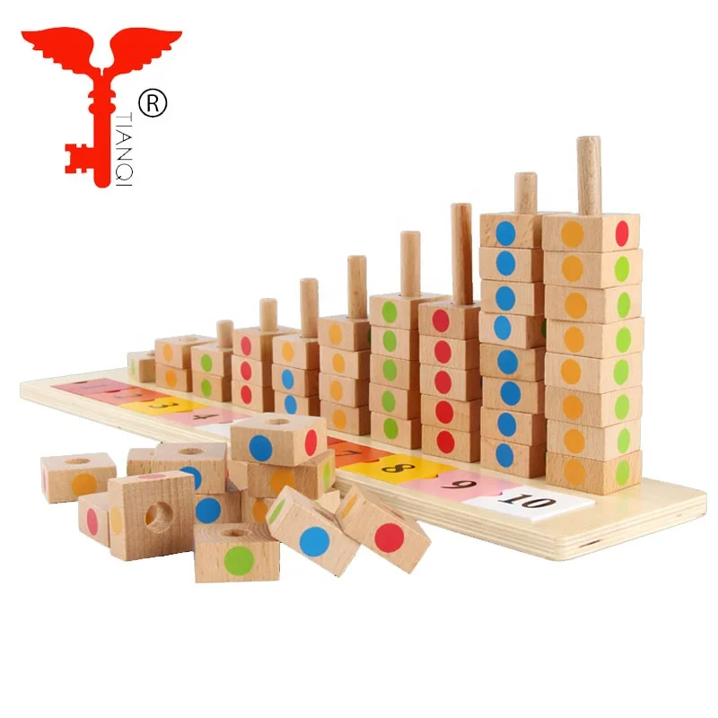 Early education intelligence kids learning math toy cognitived color eco-friendly wooden digital logarithmic board