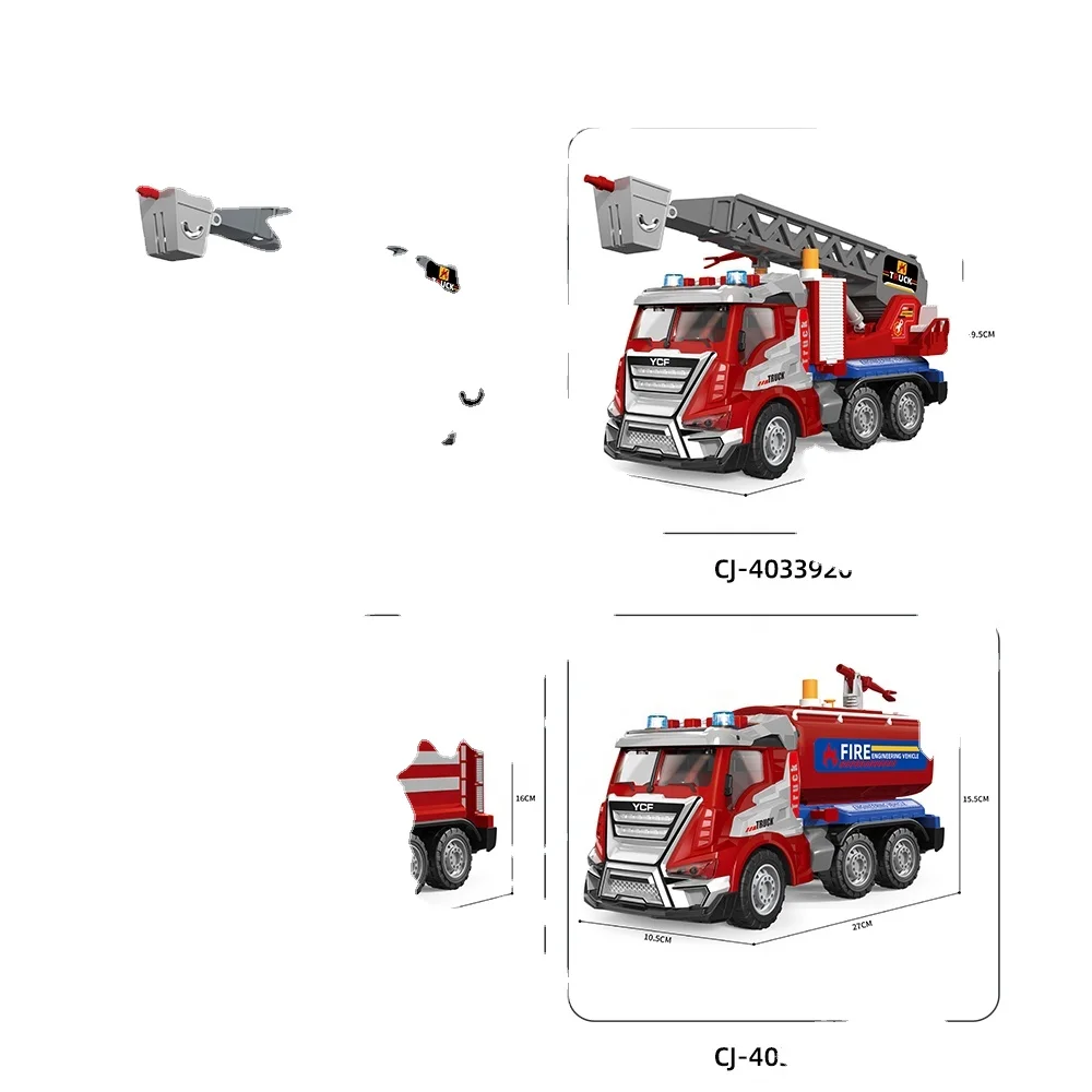 suppliers new design plastic simulation 1:16 fire ladder truck spray water friction vehicle model inertia truck toy