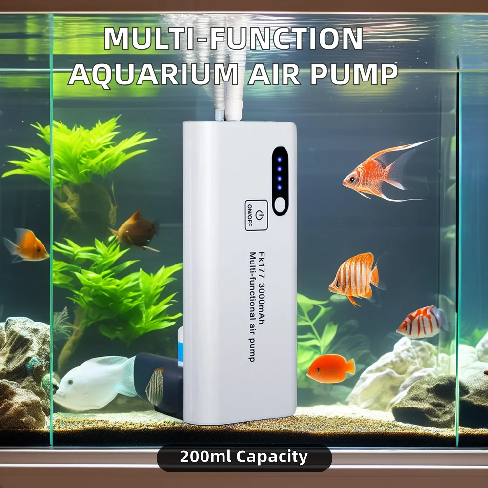 Multi-Function Mobile Oxygen Flushing Pump with Light Plastic Air Pump for Fishing Aquarium Live Baits for Oxygenated Water