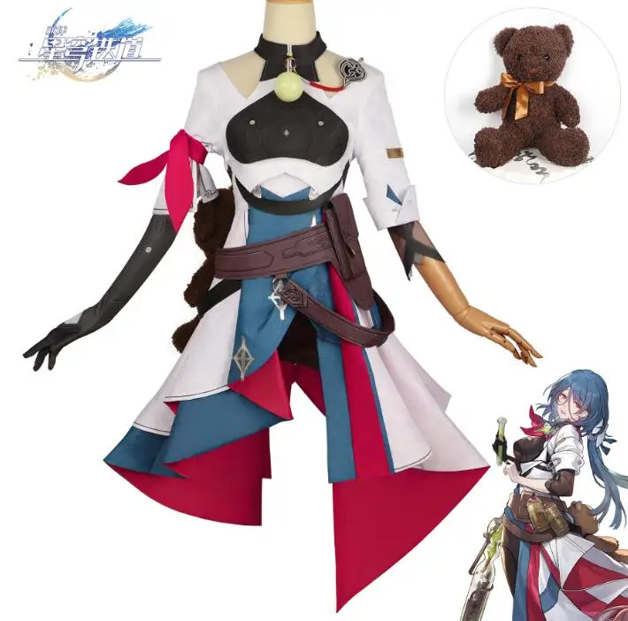 ecoparty Natasha Cosplay Costume Wig Game Honkai: Star Rail Cosplay Natasha Fullset Female Halloween Carnival Cos Party Suits