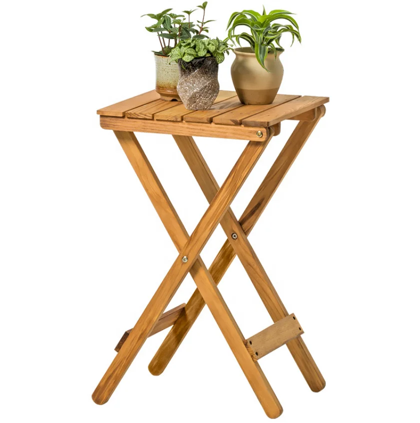 Folding Wooden Picnic Table Hardwood Portable Table For Outdoor Folding Camping Table Wooden Storage Tray With Legs For Plants