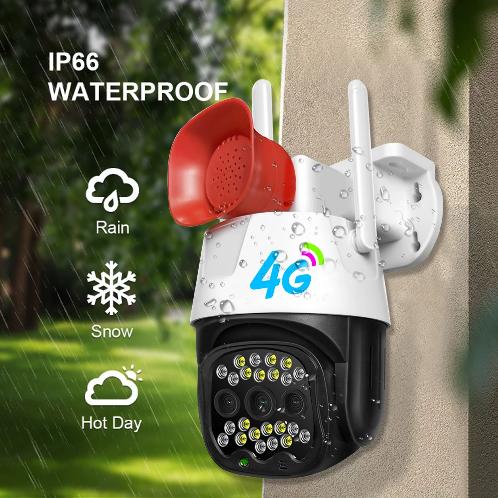 V380 Pro Siren Surveillance Camera 4g Security Camera Cctv Sim Card Wireless Security 4g Ptz Camera