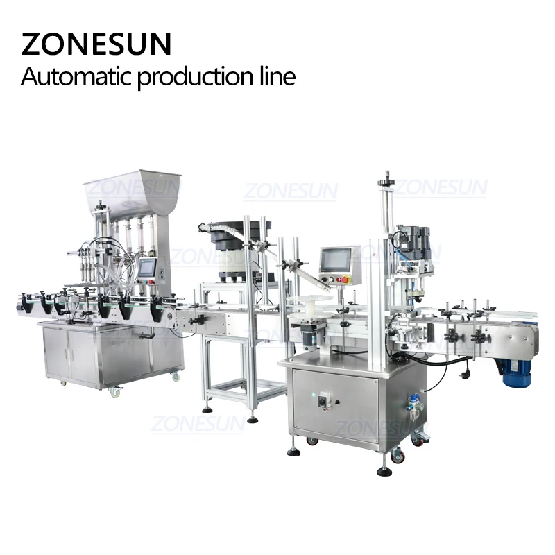 
ZONESUN Automatic Honey Jam Chili Sauce Tomato Paste Bottle Filling Capping Machines Line With Cap Feeder Vibratory Bowl Sorter 
