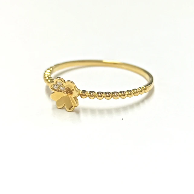 DSC03909 дизайн в виде клевера Желтое Белое розовое реальное 18K кольцо чистое золото для женщин ювелирные изделия