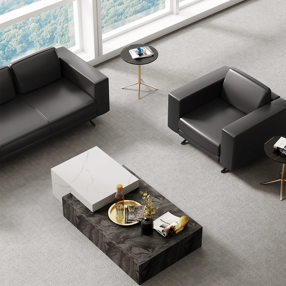 Modern Fabric PU Leather executive Sectional office sofa reception office 3 piece sofa set furniture