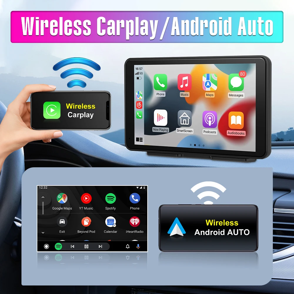 7-дюймовый беспроводной автомобильный монитор IPS экран Android сенсорный Wi-Fi FM-5 0 видеорегистратор заднего вида мультимедийный плеер AUX
