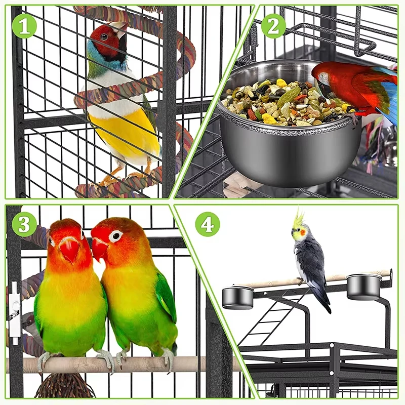 Joysing Wholesale the Best Quality Large Metal Material Aviary Pet Parrot Roof Breeding Bird Cage