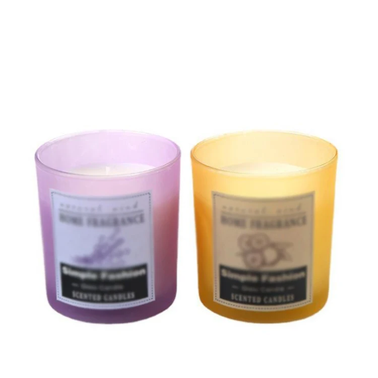 315ml 70ml matt transparent purple blue glass candle cup wooden cover