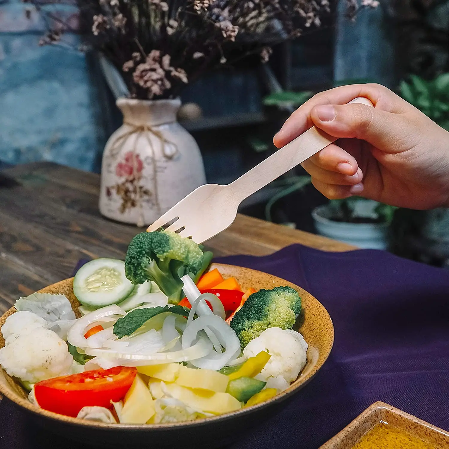 Eco- Friendly Biodegradable Disposable Cutlery Natural Wooden Fork