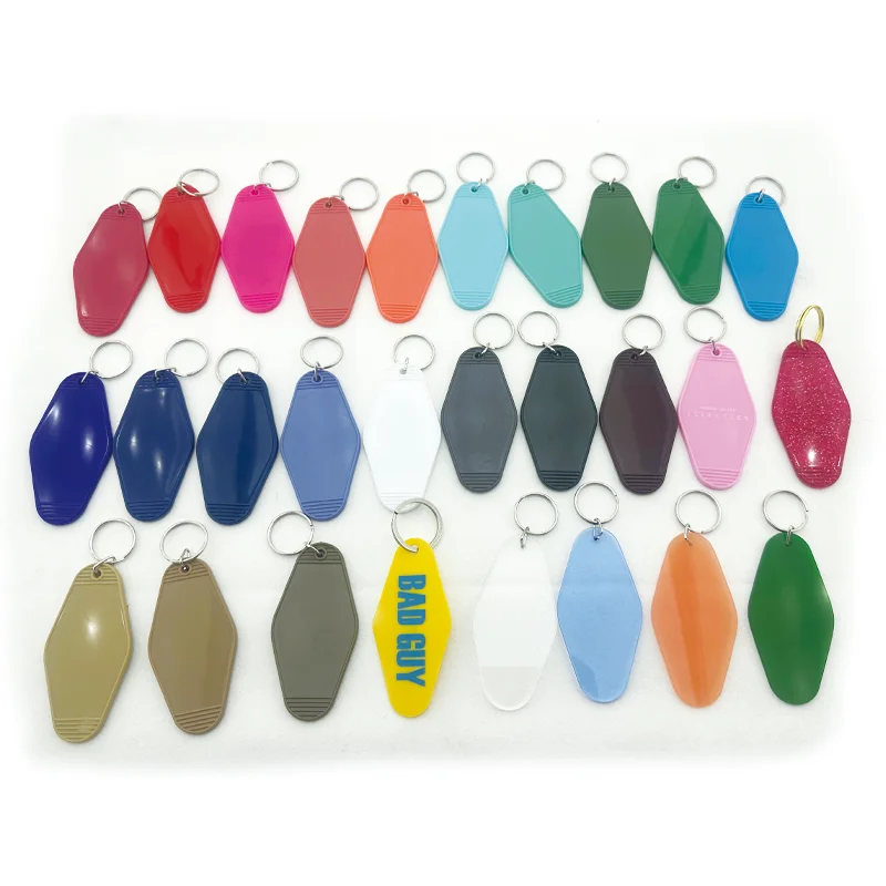 custom uv printing vintage motel keychain blank