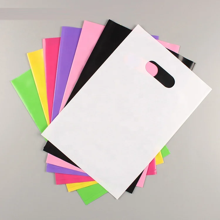 POLYSMARTS Custom Logo Design Printing Die Cut Handle Bag LDPE Shopping Personalized Plastic Bag